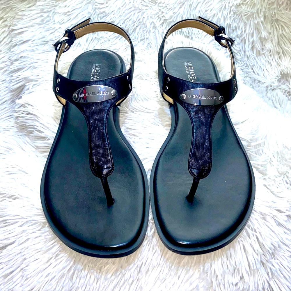MICHAEL KORS  Black Leather Sandal